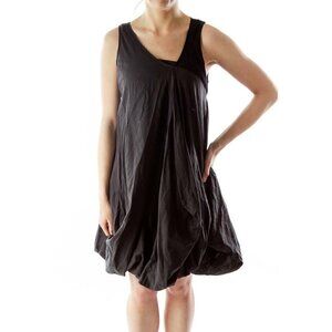 izzue Black V-Neck Puffy Day Dress